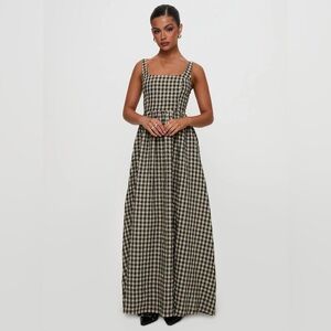 Princess Polly Black and Cream Gingham Maxi Dress